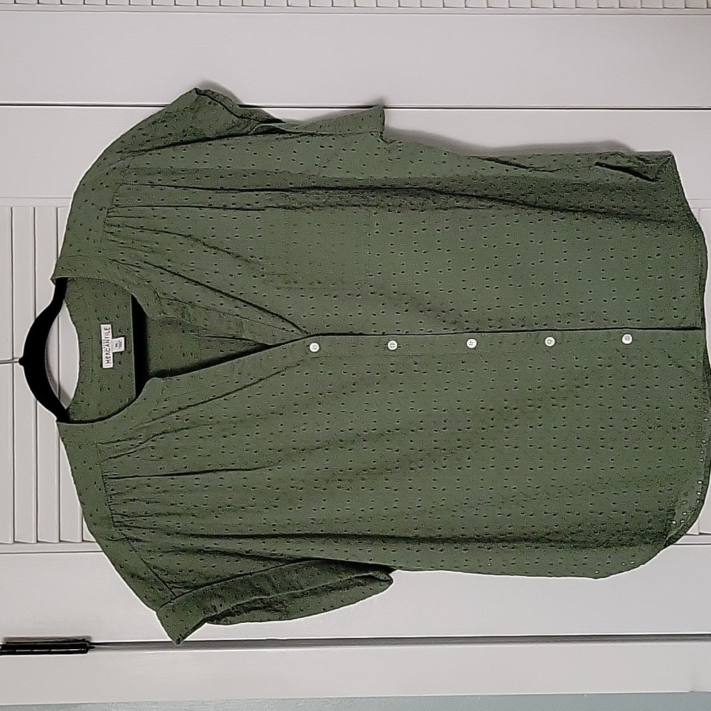 J Crew Mercantile Casual Button-Down Eyelet Fabric Shirt